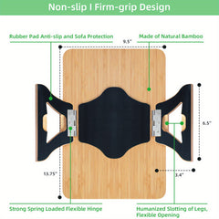Bamboo Sofa Arm Table with Foldable Tray Clip Table