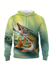 Fish 3D Print Hoodies For Men Graphic Hoodie Comfy Loose Hooded Pullover