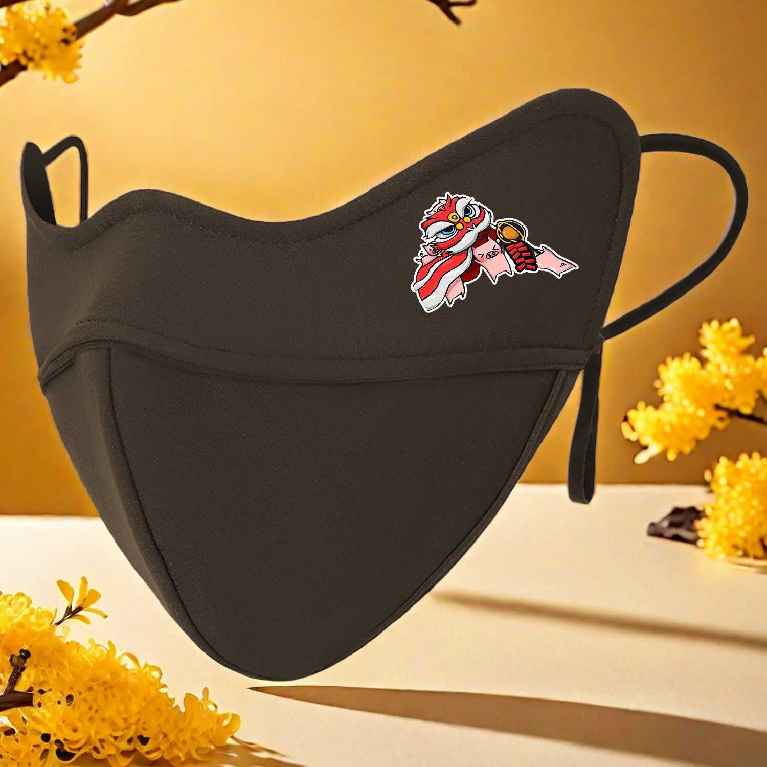 5D Lion Dance Print Face Mask Breathable Winter Cycling Neck Gaiter