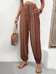 Leaves Print Jogger Pants Casual Random Print Wide Leg Pants
