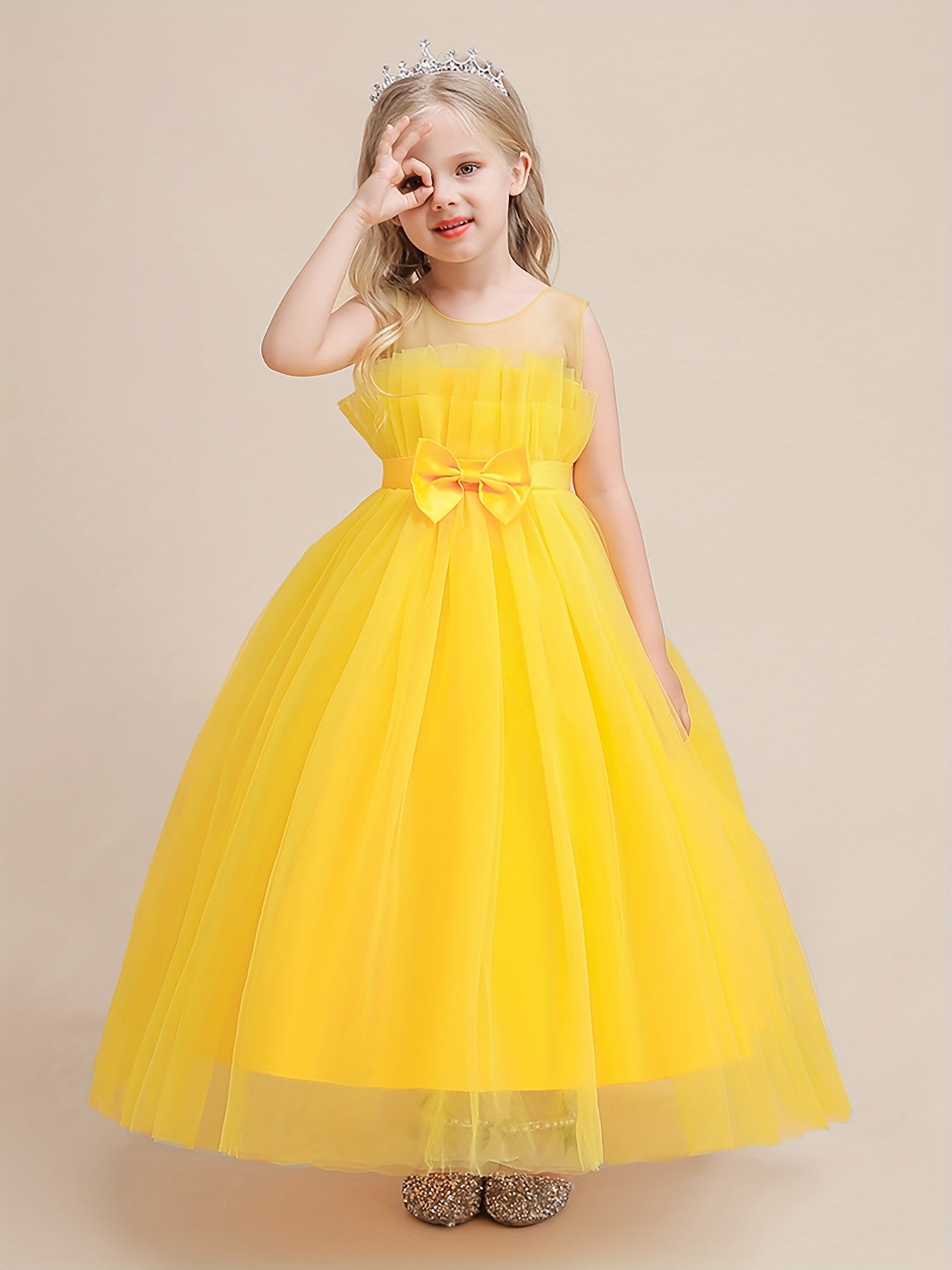 Girls Solid Dress Summer Children's Clothing Party Princess Long Tulle Kids Lace