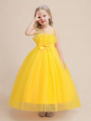 Girls Solid Dress Summer Children's Clothing Party Princess Long Tulle Kids Lace
