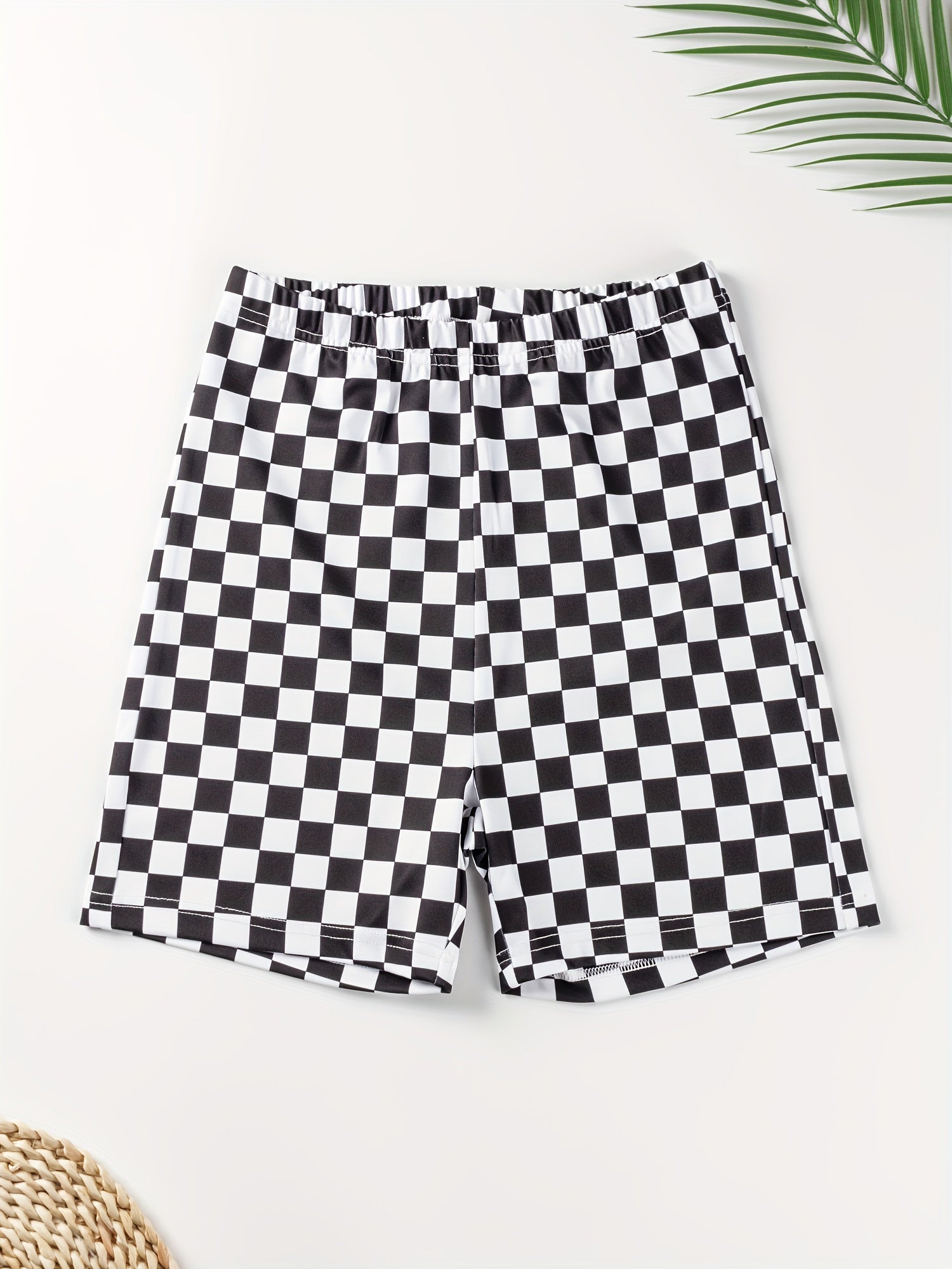Checkerboard Print Yoga Shorts High Waist Sports Fitness Activewear