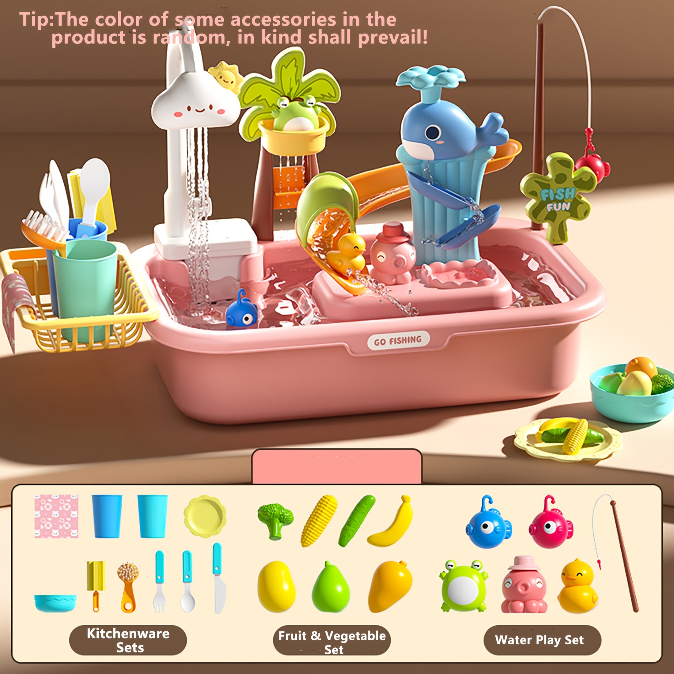 Kids Fishing Toy Sandbox Water Table Toy for Pretend Play