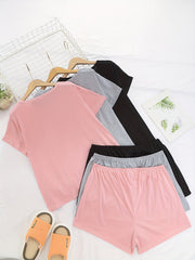 Women's Plus Size Pajama Set - Short Sleeve Tee & Shorts