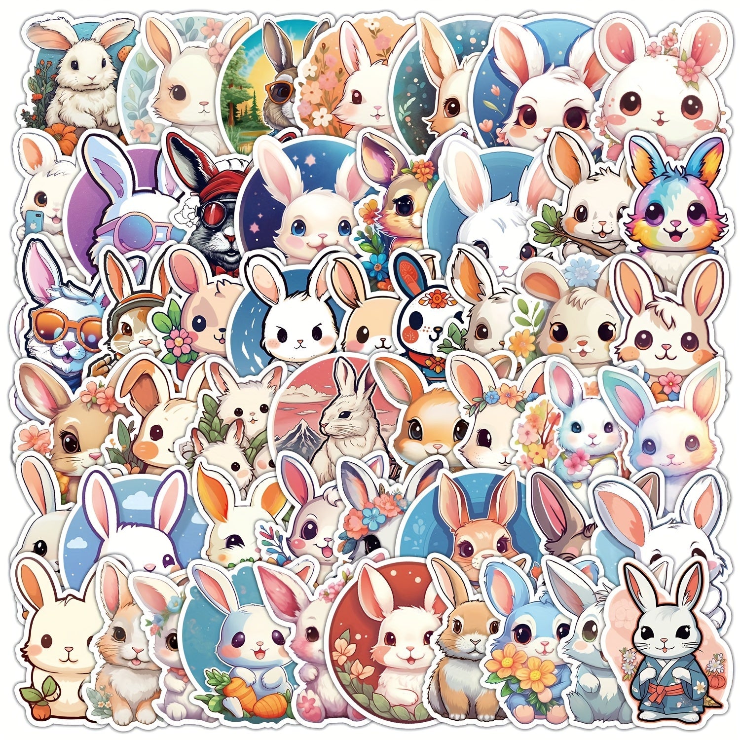 50pcs Bunny Series Stickers for Notebooks Laptops Helmets Desks Water Bottles