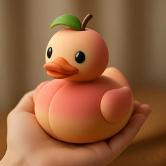 Resin Peach Duck Figurine Handcrafted Collectible Desk Decor