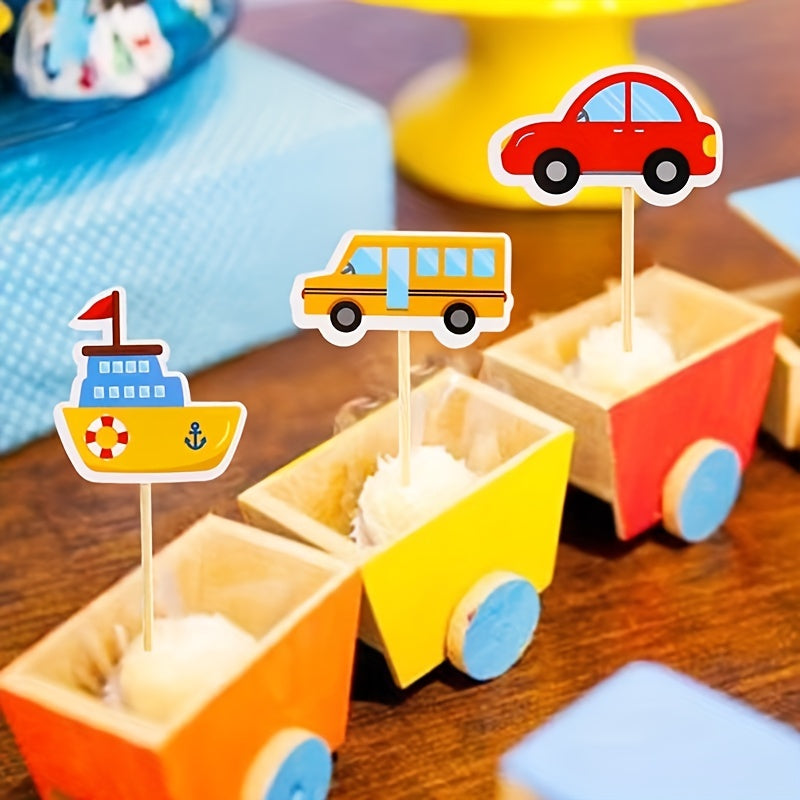 Cartoon Car Transport Cake Insert Party Cake Decoration