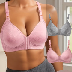 2pcs Front Buckle Push Up Bras Full Coverage Women's Lingerie