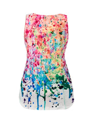 Women's Splash Print V Neck Tank Top