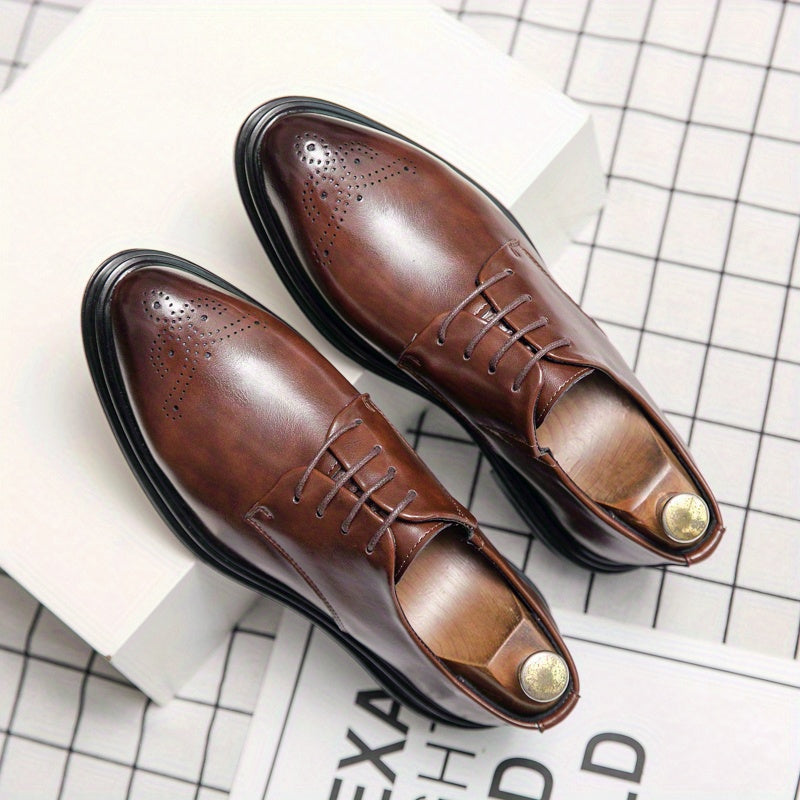 Men's Brogue Derby Shoes Lace up Front Outdoor Dress Shoes for Men