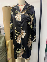 Floral Print Nightdress Long Sleeve Sleep Dress Women's Sleepwear