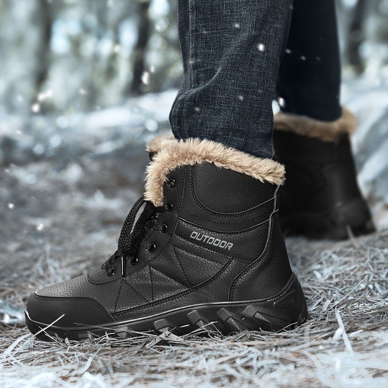 Men's Waterproof Warm Fleece Snow Boots Hiking Boots