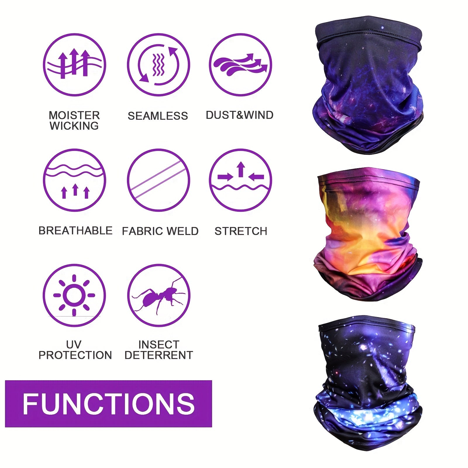 9pcs Sun Protection Balaclava UV Cooling Mask Outdoor Summer
