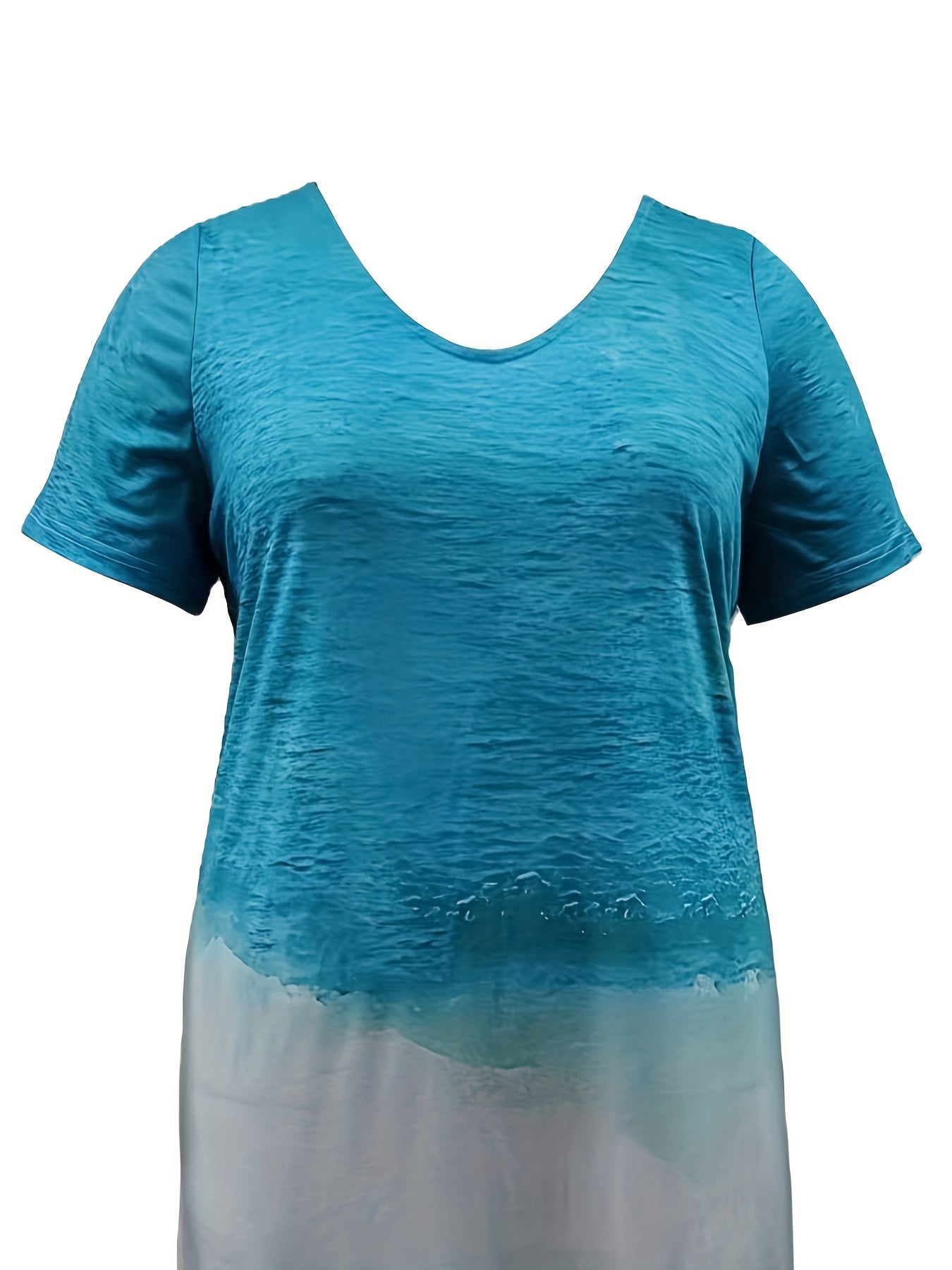 Ombre Print V Neck Short Sleeve Dress