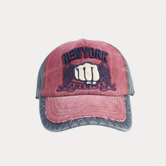 Washed Cotton Fist Embroidered Peaked Cap Sunshade Baseball Cap