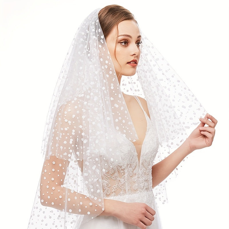 Bridal Wedding Veil Flocking Mesh Head Piece With Metal Comb