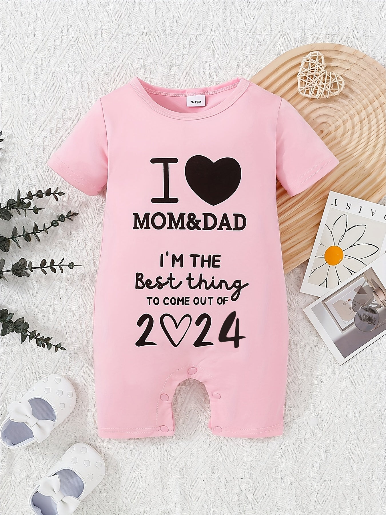 Baby I Love My Mom & Dad Printed Romper Cute Jumpsuit