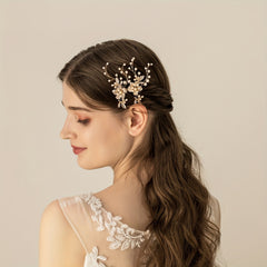 Vintage Faux Pearl Flower Hairpin Floral Hairpin Women's Hair Accessories