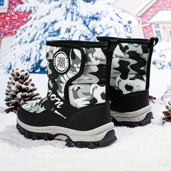 Boy's Snow Boots Warm Fleece Cozy Non slip High Top Boots Plush Comfy Outdoor