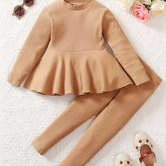 Girls Long Sleeve Top & Leggings 2pcs Set for Spring/Autumn