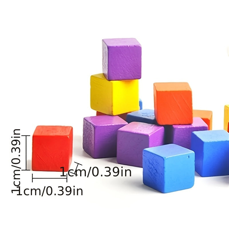 50-100pcs 10mm Wood Cubes Colorful Dice Chess Pieces Right Angle