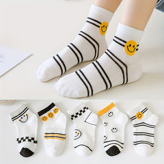 5 Pairs Boys Ultra thin Breathable Cotton Socks