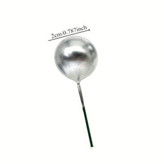 20pcs Golden Silvery Ball Cake Topper for Birthdays and Weddings