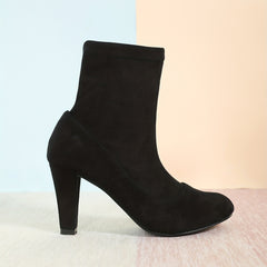 Women's Solid Short Boots Stylish Closed Toe Ankle Boots Slip On Booties