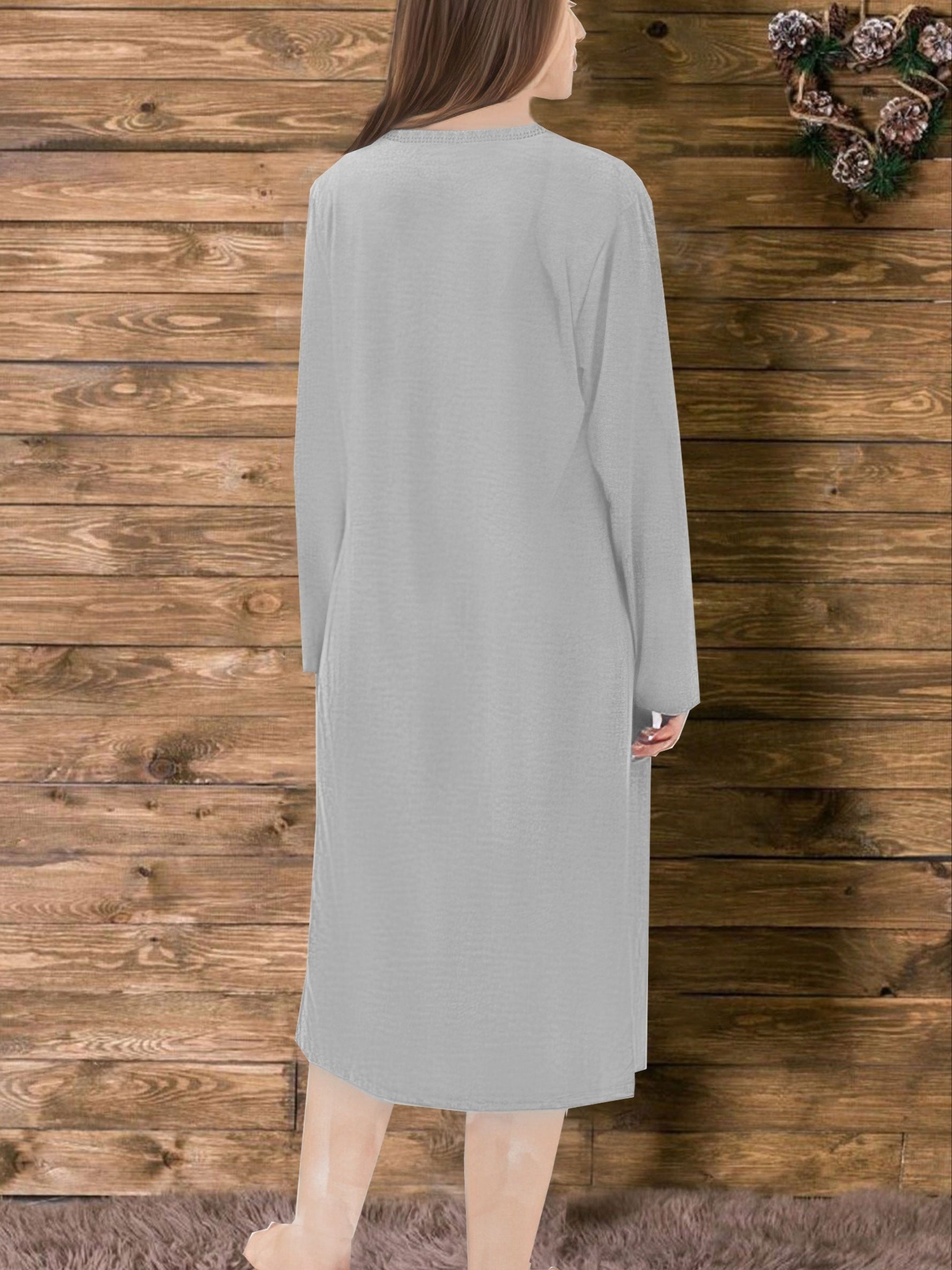 Christmas Snowman Printed Long Sleeve Nightdress