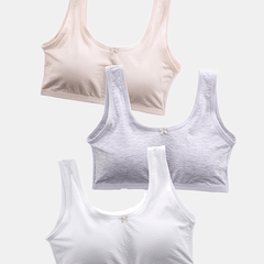3pcs Girls Bow Bras Stretch Cotton Soft Bralette Underwear