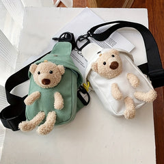 Kids Cartoon Bear Chest Bag Mini Canvas Coin Purse