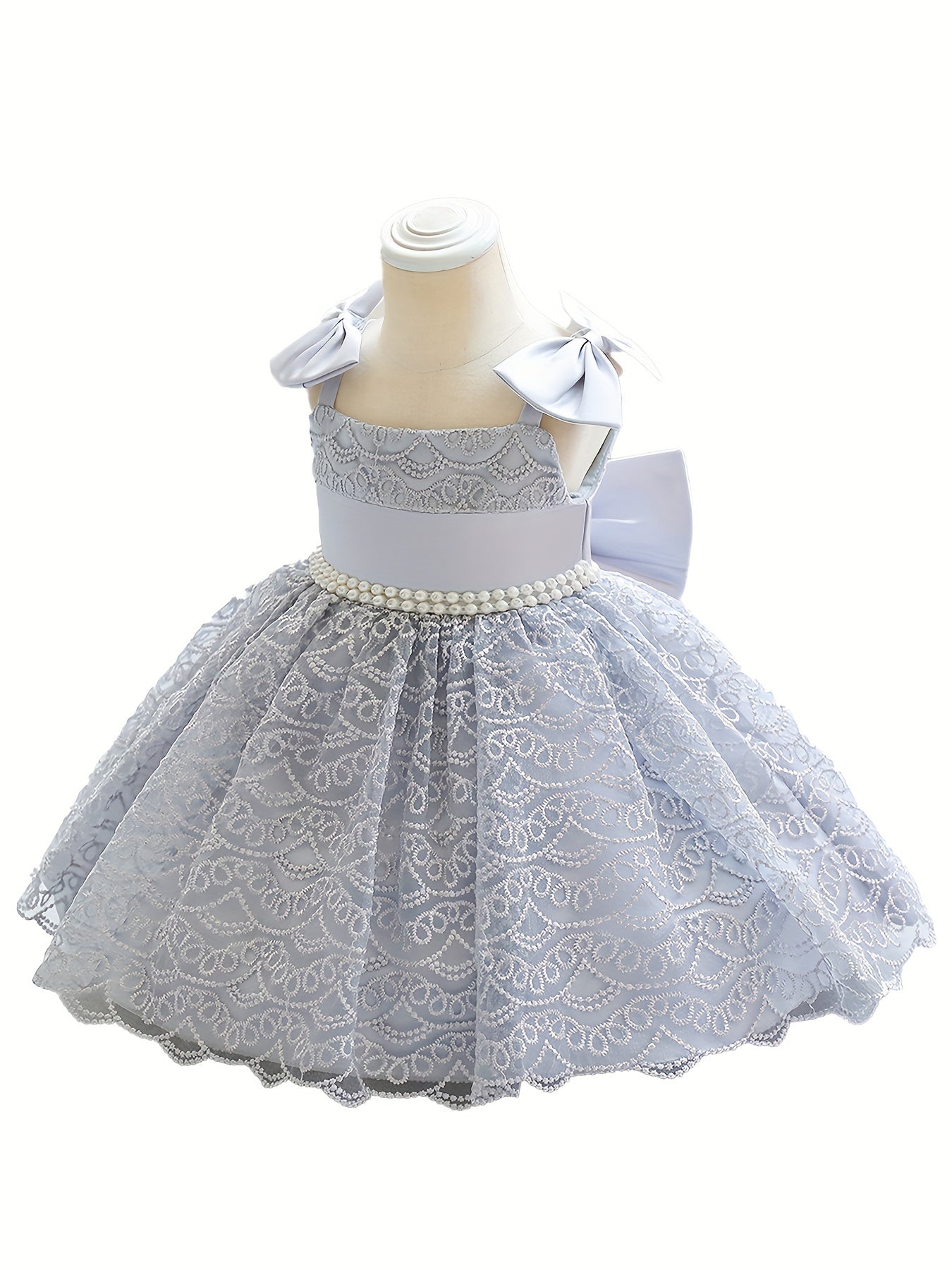 Toddler Girls Bow Lace Embroidery Cami Princess Dress Gown