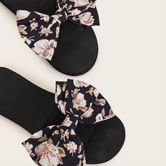 Floral Print Slippers Platform Open Toe Casual Shoes