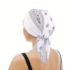 Paisley Print Turban Cap Ramadan Head Wrap Bandana Casual Lace Up Hijab Hat