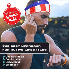 2pcs American Flag Independence Headband Elastic Sports Sweat Hair Accessories