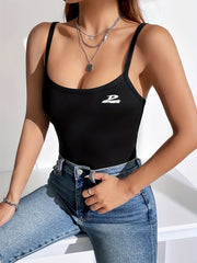 Skinny Bodysuit Spaghetti Strap Sleeveless Bodysuit Women's Clothing