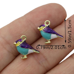 5Pcs 3D Birds Charm Pendant for Jewelry Making DIY Craft