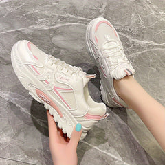 Women's Mesh Platform Sneakers Lace Up Outdoor Shoes Running Shoes