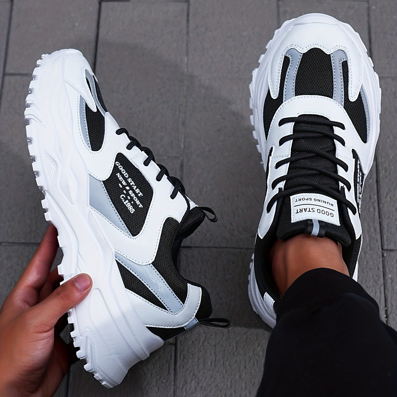 Women's Platform Chunky Sneakers Lace Up Running Shoes
