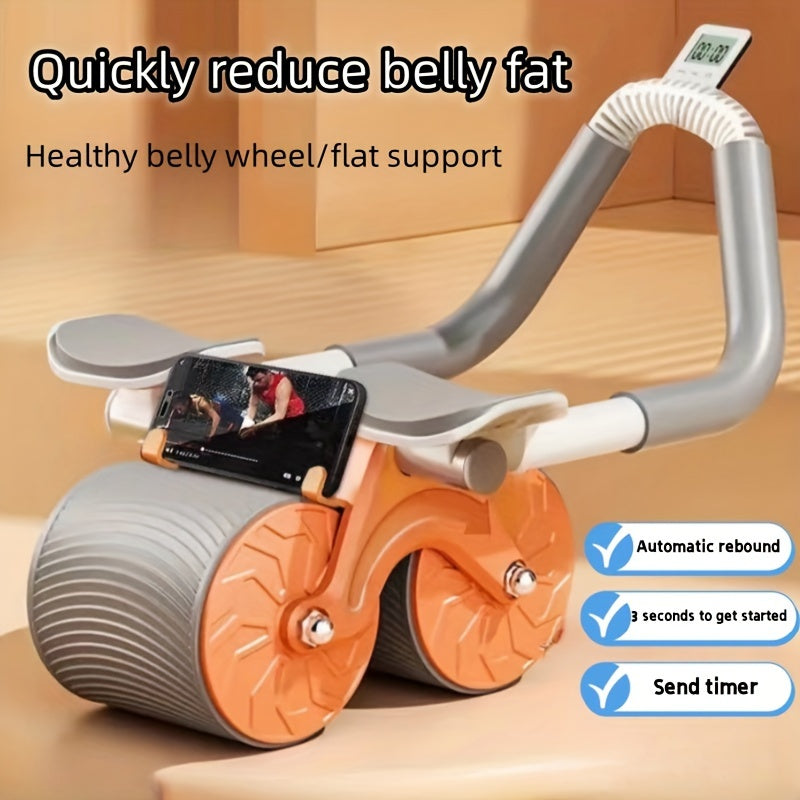 Automatic Rebound Ab Roller with Elbow Support & Phone Rack