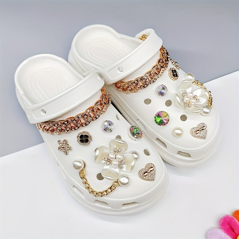 18pcs Crystal Shoe Charms For Crocs Sandals Decoration
