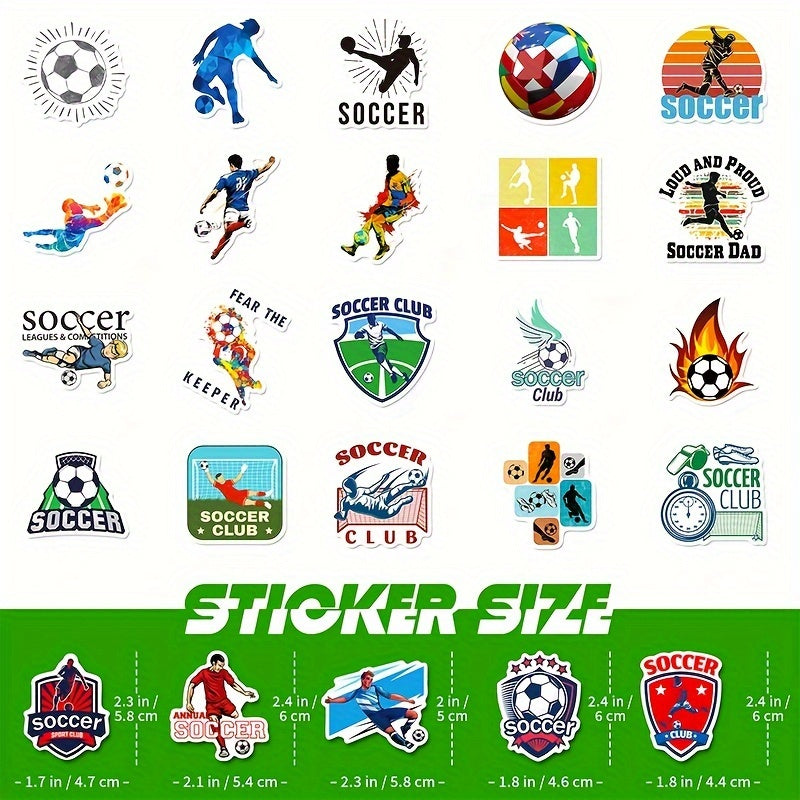 50pcs Football Sticker Notebook Refrigerator Water Cup Soccer Stickers
