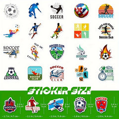 50pcs Football Sticker Notebook Refrigerator Water Cup Soccer Stickers