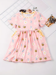 Toddler Girls Bee Floral Print Dress With Pocket