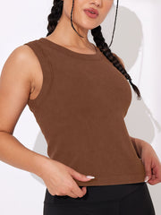 Ribbed Sleeveless Basic Top Round Neck Slim Fit Tank Top