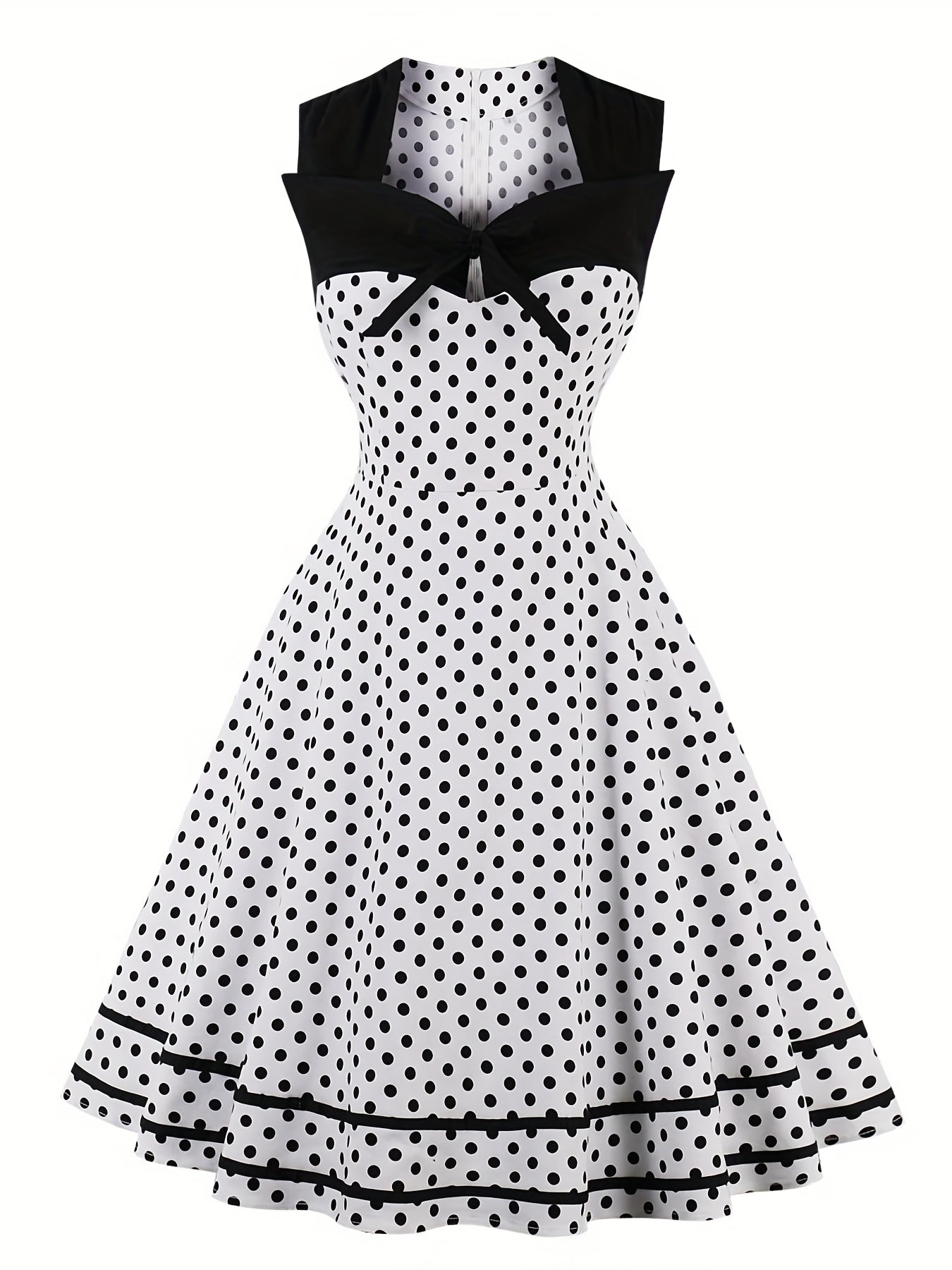 Polka Dot Sweetheart Neck Cocktail Party Dress