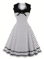 Polka Dot Sweetheart Neck Cocktail Party Dress