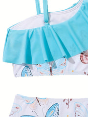 Toddler Girls Butterfly Graphic Ruffle Swimsuit Set