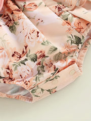 2pcs Baby Girls Floral Onesie & Headband Set Clothes